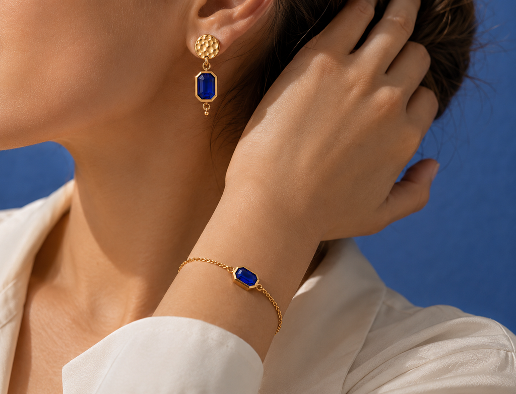 WISDOM EARING PAIR - SAPPHIRE GEM STONE